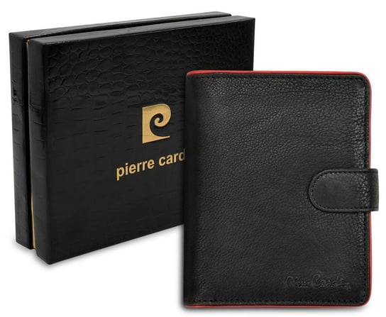 Pierre Cardin, Portfel skórzany męski, Tumble 326A, czarny/czerwony, ochrona RFID Pierre Cardin