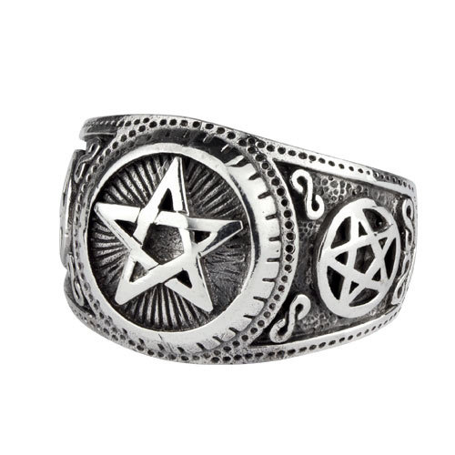 pierścień GOTHIC PENTAGRAM, srebro 925-H Inna marka