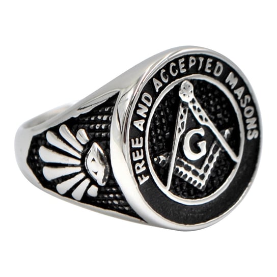 Pierścień Sygnet Masonów Srebrny Stalowy 503 Inna marka