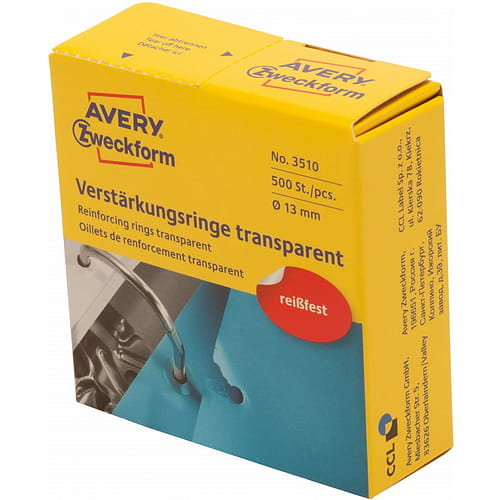 Pierścienie wzmacniające przezroczyste Avery Zweckform 13 mm 3510 przezroczyste Avery Zweckform