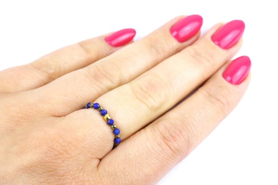 Pierścionek Lapis Lazuli i Piryt [MATERIAŁ: srebro, ROZMIAR: L (56 mm. - 59 mm.)] Brazi Druse Jewelry