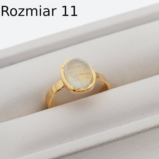Pierścionek regulowany - Kamień Księżycowy owal i srebro złocone-13 (Średnica wewnętrzna 16,67 mm) +/- 2 rozmiary regulacji Skorulski Jewellery