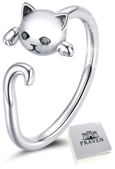 Pierścionek Srebrny Regulowany Kot Srebro 925 Inna marka
