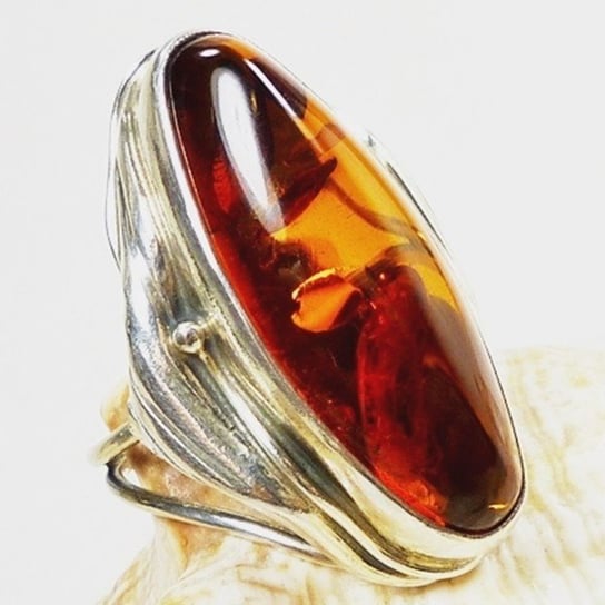 Pierścionek srebrny z bursztynem, rozmiar 16, handmade 110-31 AMBERGRAND
