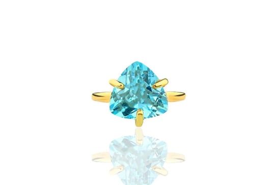 Pierścionek Topaz Sky Blue 4 ct. Trylion [Rozmiar: S (10 - 14), Materiał: srebro] Brazi Druse Jewelry