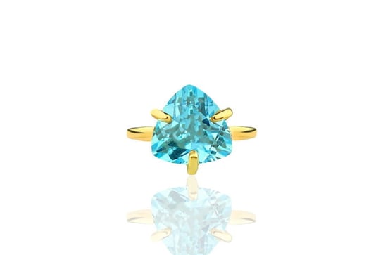 Pierścionek Topaz Sky Blue 4 ct. Trylion złoto 585 [Rozmiar: L (19 - 23)] Brazi Druse Jewelry