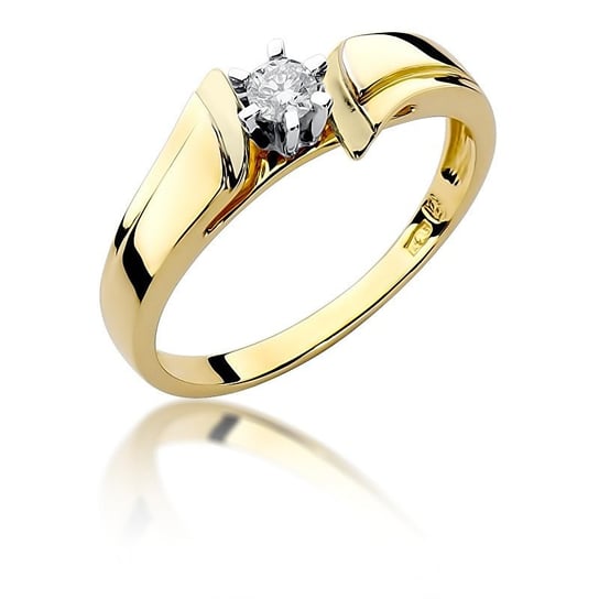 Pierścionek zaręczynowy białe i żółte złoto z brylantem Klasyka : Rozmiar pierścionka - 10 | Φ15,67 MM, Złoto - próba - próby 585 żółte GIORRE