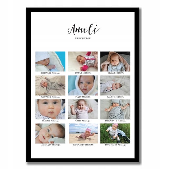 Pierwsze 12 miesięcy życia dziecka, plakat z imieniem, pierwszy rok, zdjęcia niemowlaka, Sowia Aleja Inna marka