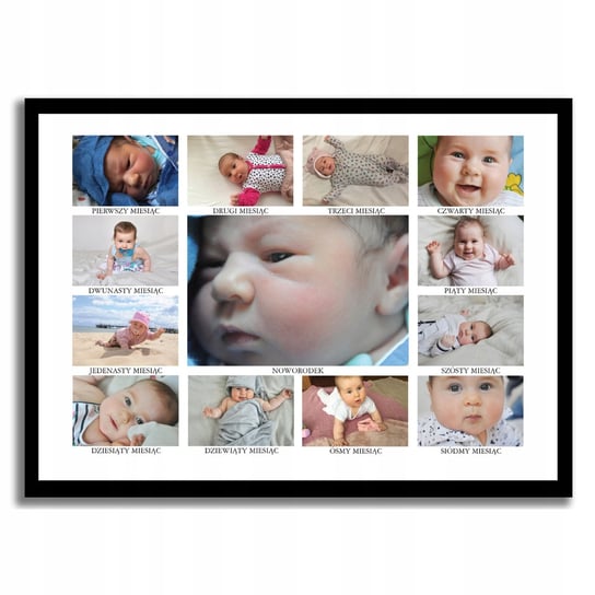 Pierwszy rok życia, Pierwsze miesiące dziecka, Kolaż, metryczka, pierwsze urodziny, narodziny, ze zdjęciami dziecka, Sowia Aleja Inna marka