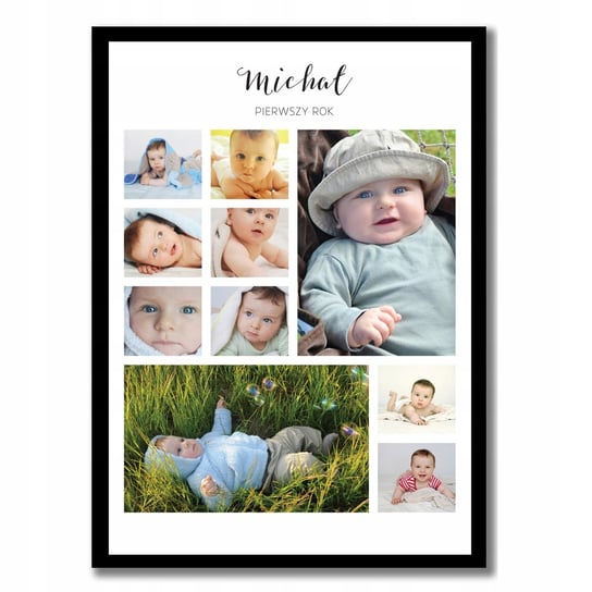Pierwszy rok życia ze zdjęciem dziecka z imieniem, zdjęcia noworodka, niemowlaka, kolaż zdjęciowy, Sowia Aleja Inna marka