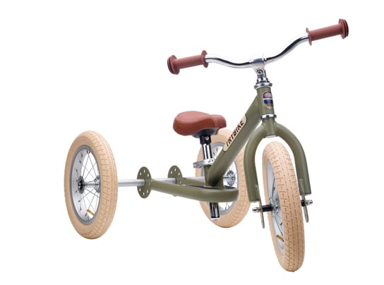 Pierwszy rowerek trójkołowy dziecięcy biegowy 2w1 zielony matowy Trybike TryBike