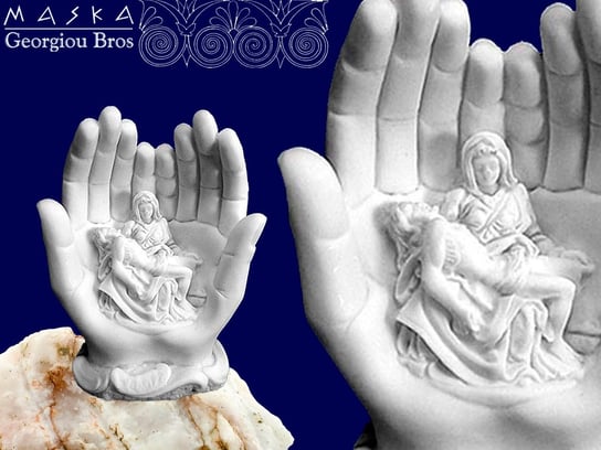 Pieta w dłoniach -alabaster grecki MASKA