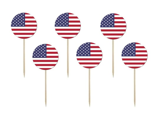 Pikery na tort Flaga Stanów Zjednoczonych Ameryki - 6 szt. Congee.pl