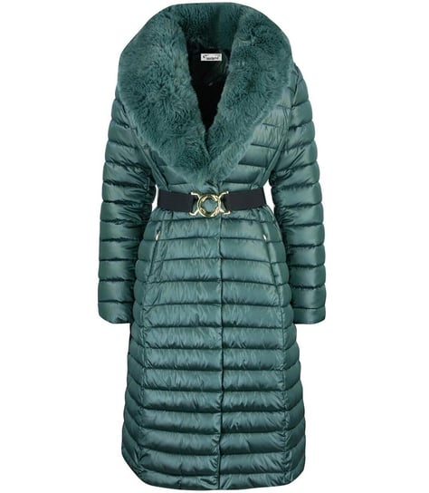 Pikowana kurtka płaszcz z odpinanym futerkiem Ciepła MARY-XL Agrafka
