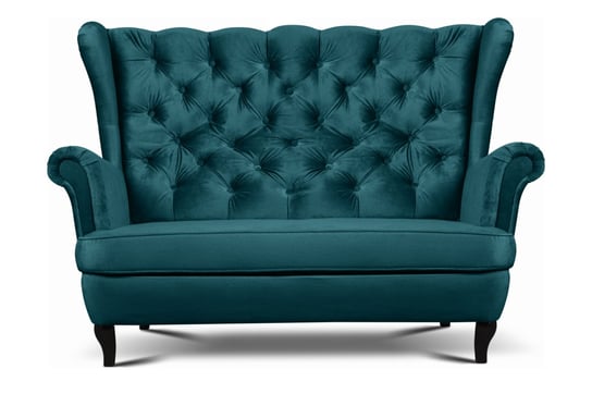 Pikowana sofa uszak niebieska BROMO Konsimo