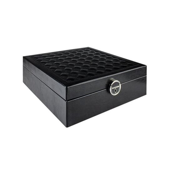 Pikowane pudełko na biżuterię z pudełkiem podróżnym - czarne Inna marka