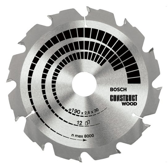 Piła tarczowa BOSCH Construct Wood, 180x2,6x30/20 mm, 12 zębów Bosch