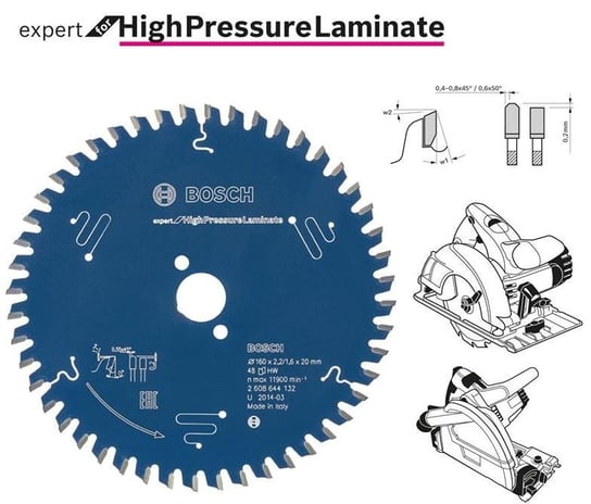Piła tarczowa BOSCH high pressure laminate expert 2608644132, 160 mm, 48 zębów Bosch