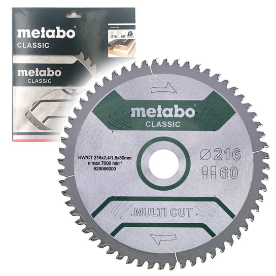 Piła tarczowa Metabo Multi Cut Classic 216x30 Z60 FZ/TZ -5° 628066000 Metabo