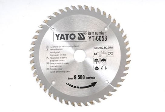 Piła tarczowa widiowa YATO 6058, 160x20 mm, 48-zębów YT-6058 Yato