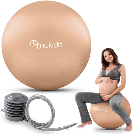 Piłka dla kobiet w ciąży do ćwiczeń siedzenia 65cm Nukido beżowa Nukido