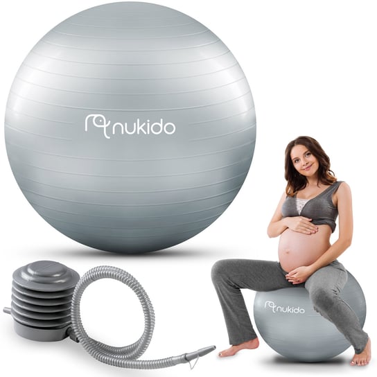 Piłka dla kobiet w ciąży do ćwiczeń siedzenia 65cm szara Nukido