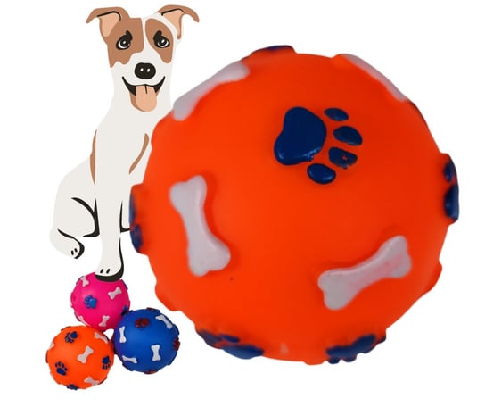 Piłka dla psa piszcząca zabawka 7,5 cm pomarańczowa Confortime