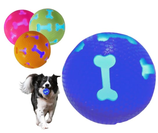 Piłka dla psa świecąca gumowa zabawka 7 cm niebieska Inna marka