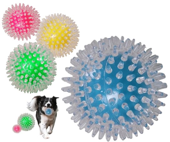 Piłka dla psa z kolcami piszcząca gumowa XXL mix kolor-niebieski Inna marka