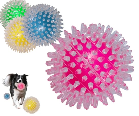 Piłka dla psa z kolcami piszcząca gumowa XXL mix kolor-rózówy Inna marka
