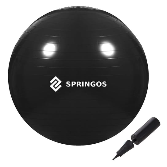 Piłka do ćwiczeń, fitness, gimnastyczna 55 cm z pompką, czarna Springos