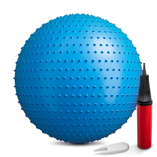 Piłka fitness z wypustkami 65cm niebieska z pompką Hop-Sport