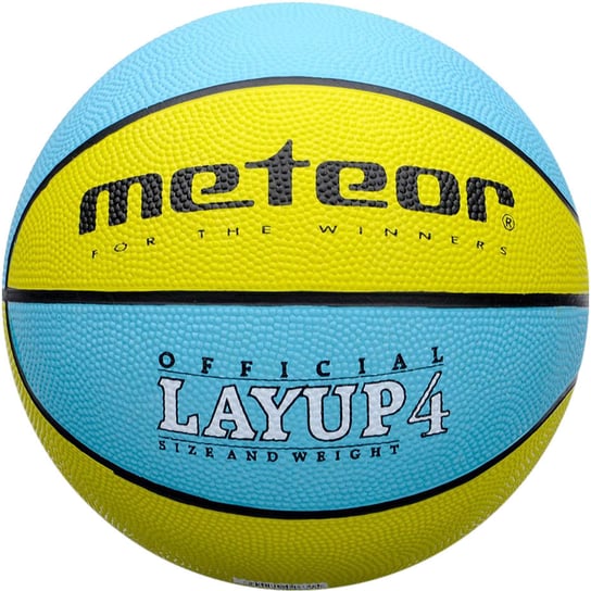 Piłka koszykowa Meteor Layup 4 żółto-turkusowa 07046 Meteor