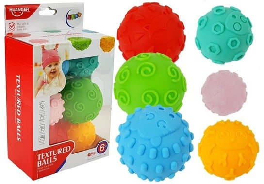 Piłki Sensoryczne Kolorowe Kule dla Niemowlaka 6 szt Lean Toys