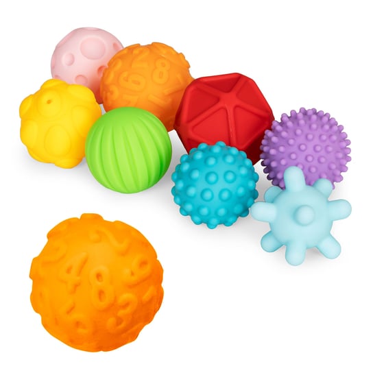 Piłki sensoryczne piłeczki gumowe edukacyjne zestaw 8szt Ecotoys