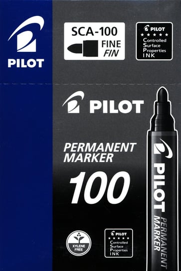 Pilot, marker permanentny SCA-100, czarny, 12 sztuk Pilot