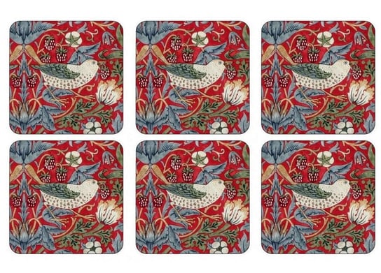 Pimpernel, Podkładki Korkowe 6X - William Morris/Strawberry Thief Red, Małe Pimpernel
