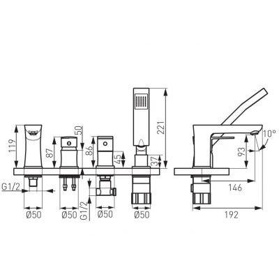 Pinea Bateria Wannowa 4-Otworowa Chrom Fdesign  Fd1-Pna-11A-11 Inna marka