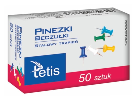 Pinezki beczułki Tetis GP100-AB kolorowe 50 sztuk Tetis