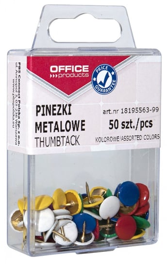 pinezki kolorowe office products, w pudełku, 50szt., mix kolorów Office Products