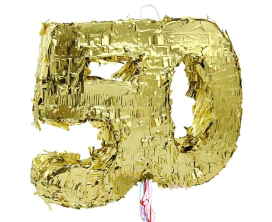 Piniata cyfra „50”, metaliczna złota, foliowa, 50x40.5x8 cm GoDan