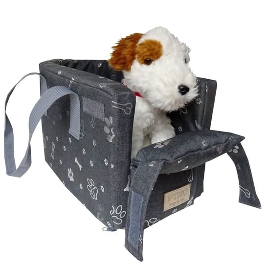PINO Transporter samochodowy + nosidełko torba dla psa kota SREBRNE ŁAPKI PINO
