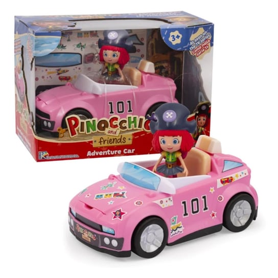 Pinokio i przyjaciele Samochód + figurka Frida otwierany bagażnik wysoka jakość wykonania naklejki idealny dla dzieci 3+ Giochi Preziosi