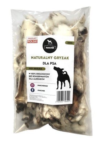 Pinscher Naturalny Gryzak Dla Psa - Uszy Królika 250G PINSCHER