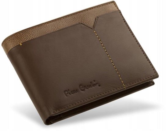 Pionowy męski portfel pierre cardin skórzany pudełko na prezent brązowy Pierre Cardin