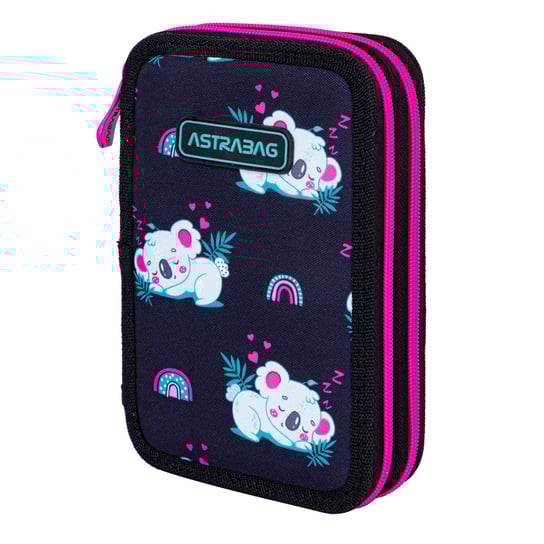 Piórnik z wyposażeniem dwukomorowy dla dziewczynki, ASTRABAG, koala, granatowy ASTRABAG