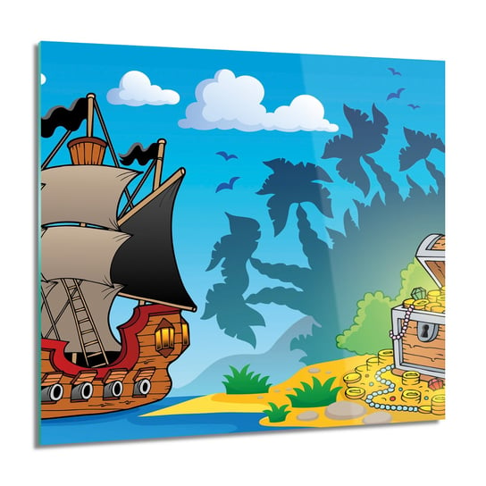 Pirat statek skarb foto na szkle ścienne, 60x60 cm ArtPrintCave