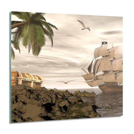 Pirat statek skarb obraz szklany ścienny, 60x60 cm ArtPrintCave