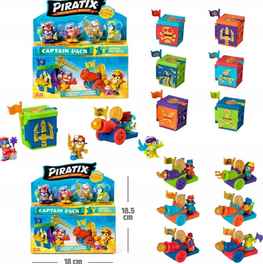 Piratix Pack Capitaine Hat Trick – 4 Figurines + Forteresse + Canon – Dont 1 Capitaine Doré – Collection 6 Modèles