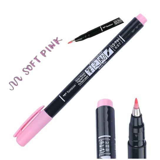 Pisak do kaligrafii pędzelkowy TOMBOW BRUSH PEN fudenosuke pastel różowy pink Tombow